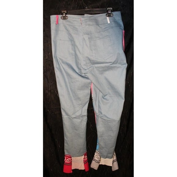 Women's Multi-Colored Bandana Patched Jeans With Pre Cut Rips Size 2XL - Picture 6 of 9